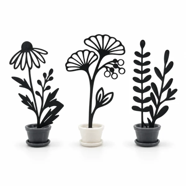 Dekoratif 3'lü Çiçek – Çiçek Modeli sade fonda